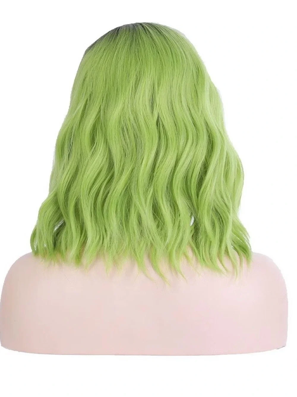 New Ombre Green Black Wig Short Wavy Wig Bob BERON 14” Costume Cosplay Hairnet